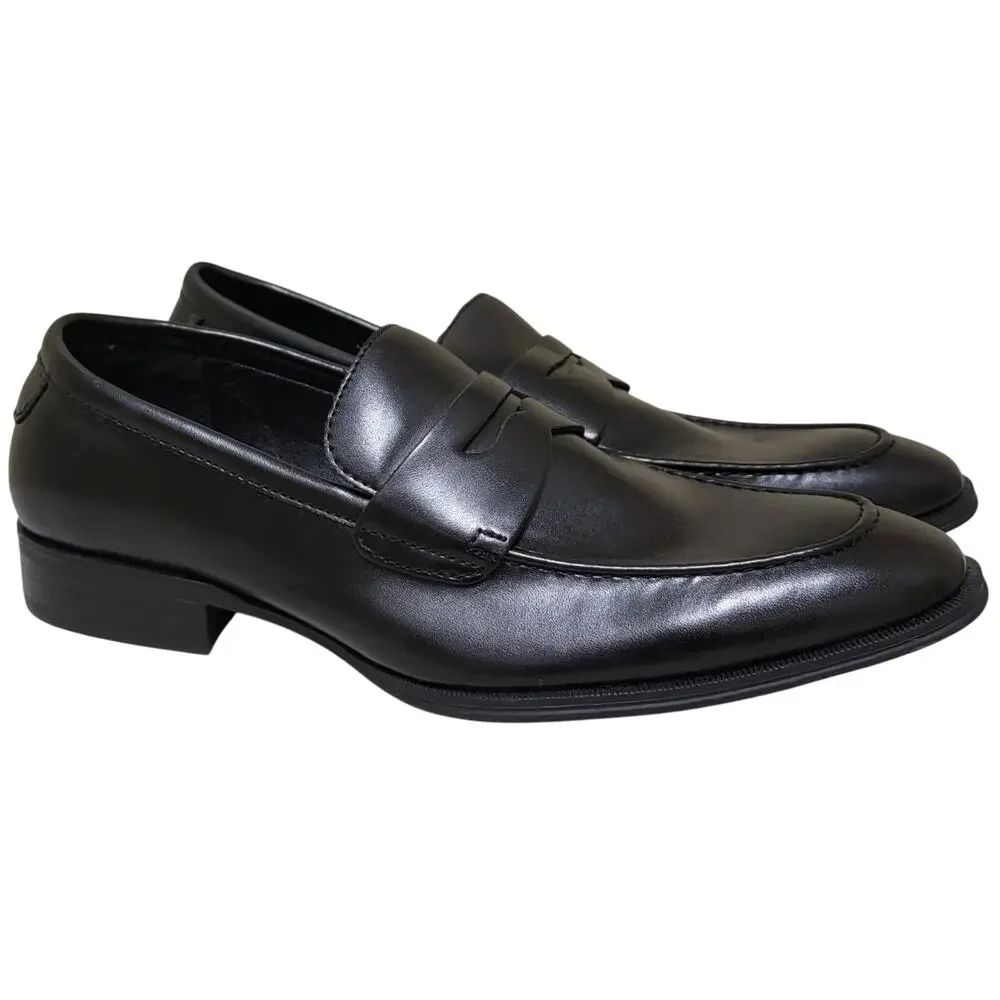 Alfani Men Penny PU Slip On Penny Loafers Size US 8M Black Faux Leather